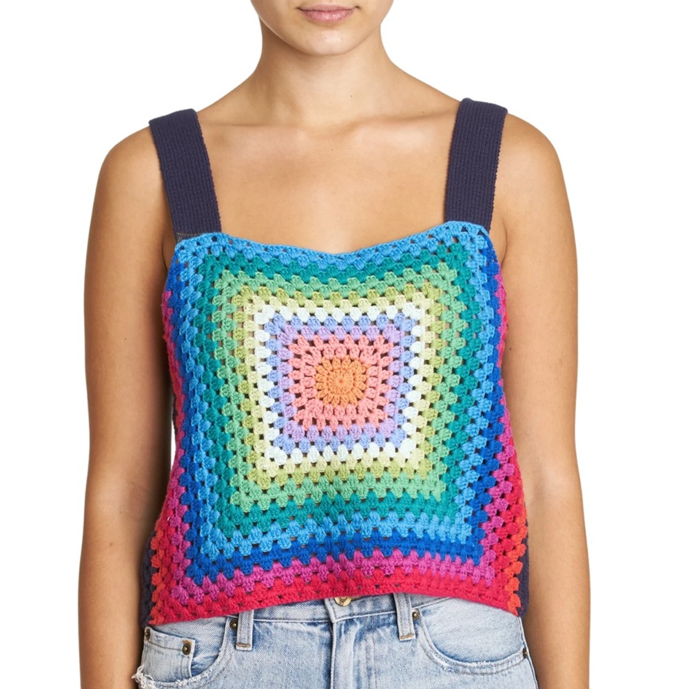 Pistola Denim Vivienne Crochet Tank Navy Rainbow